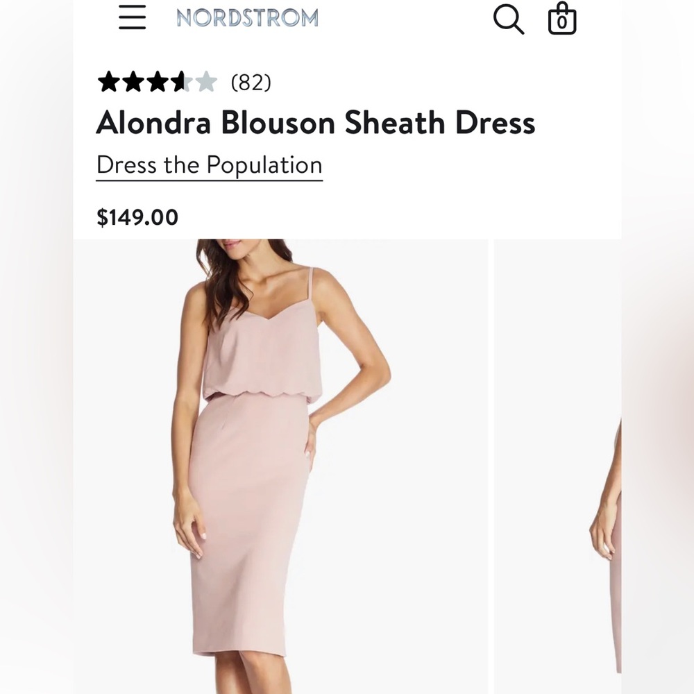 NWT DRESS THE POPULATION ALONDRA GOWN IN COLOR BLUSH, SIZE SMALL. RETAILS $149
